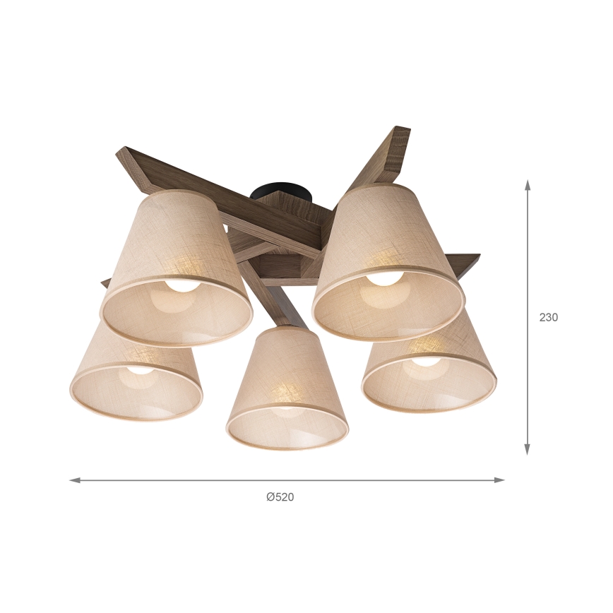Brilagi - LED  Nadgradni luster ANTHONY 5xE14/40W/230V hrast/bež
