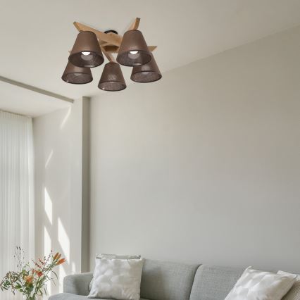 Brilagi - LED  Nadgradni luster ANTHONY 5xE14/40W/230V hrast/braon
