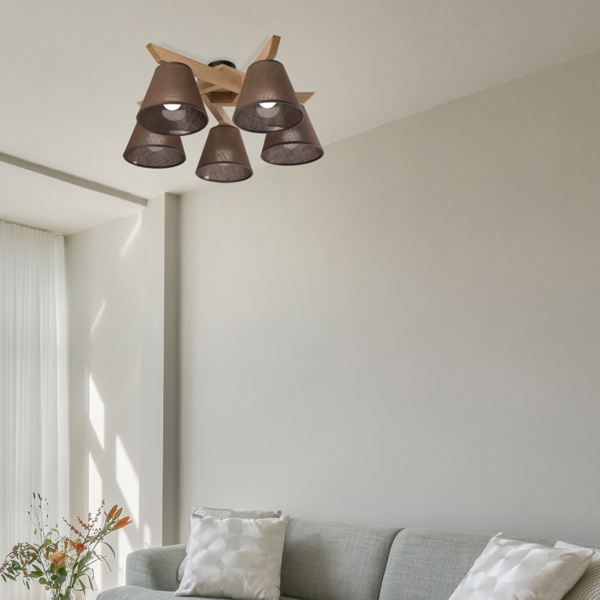 Brilagi - LED  Nadgradni luster ANTHONY 5xE14/40W/230V hrast/braon
