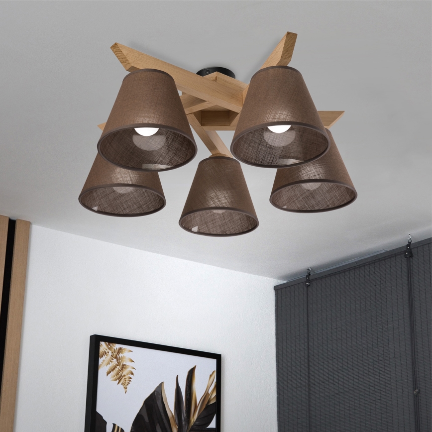 Brilagi - LED  Nadgradni luster ANTHONY 5xE14/40W/230V hrast/braon