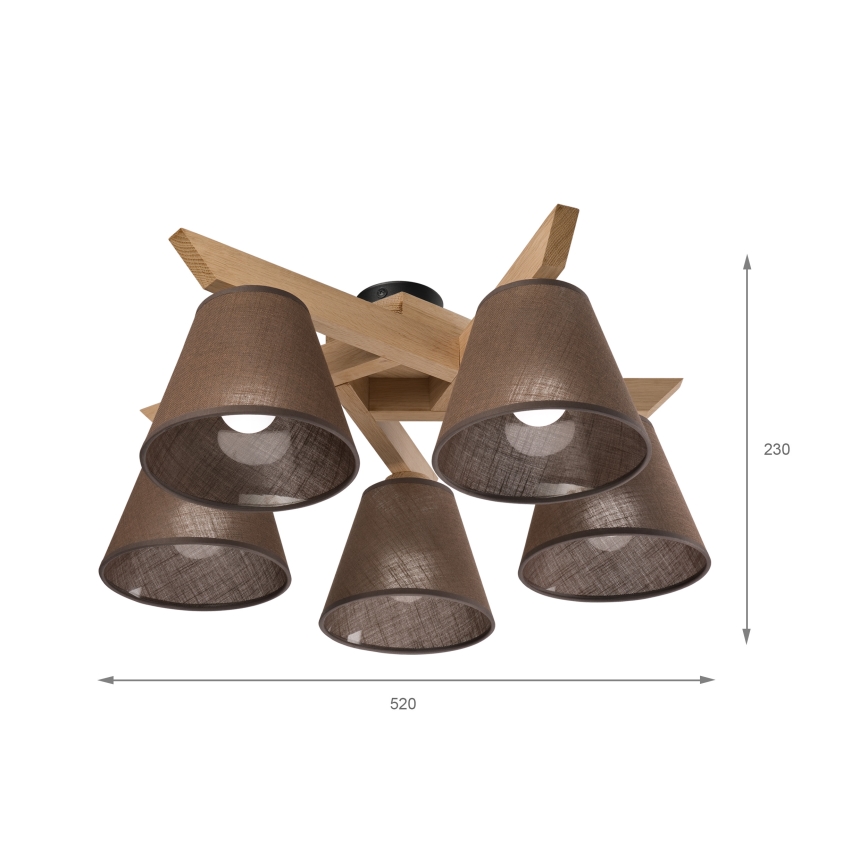 Brilagi - LED  Nadgradni luster ANTHONY 5xE14/40W/230V hrast/braon