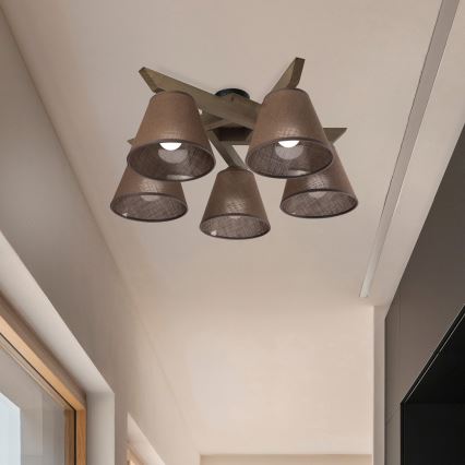 Brilagi - LED  Nadgradni luster ANTHONY 5xE14/40W/230V hrast/braon