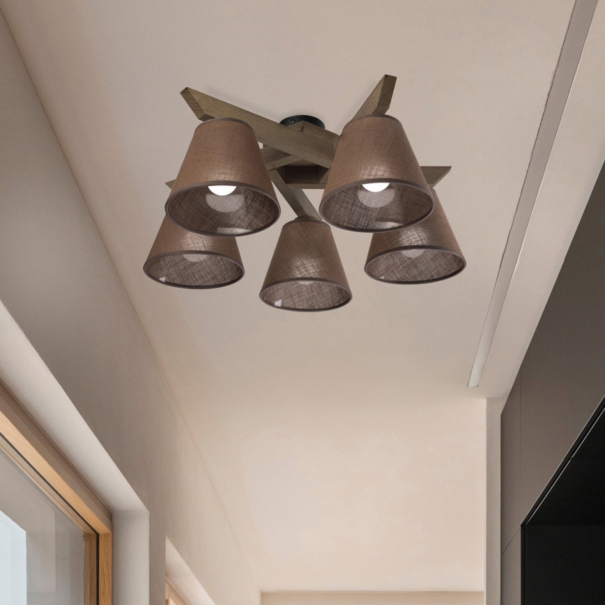 Brilagi - LED  Nadgradni luster ANTHONY 5xE14/40W/230V hrast/braon