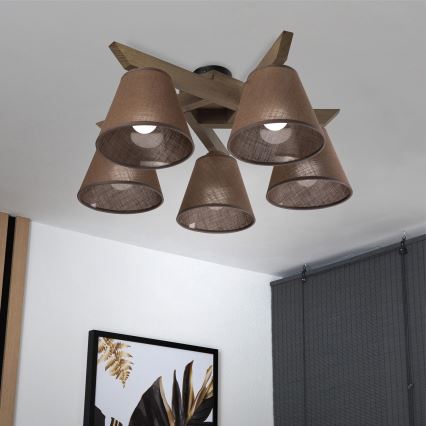 Brilagi - LED  Nadgradni luster ANTHONY 5xE14/40W/230V hrast/braon