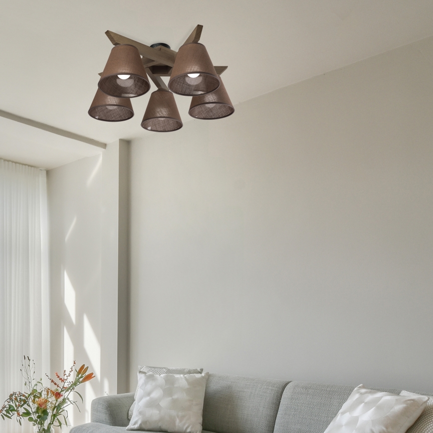 Brilagi - LED  Nadgradni luster ANTHONY 5xE14/40W/230V hrast/braon
