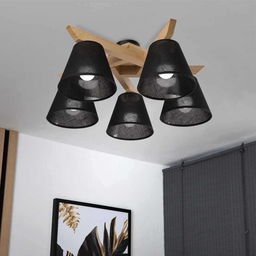 Brilagi - LED  Nadgradni luster ANTHONY 5xE14/40W/230V hrast/crno