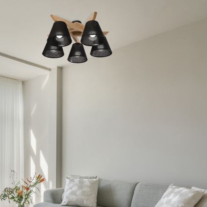 Brilagi - LED  Nadgradni luster ANTHONY 5xE14/40W/230V hrast/crno