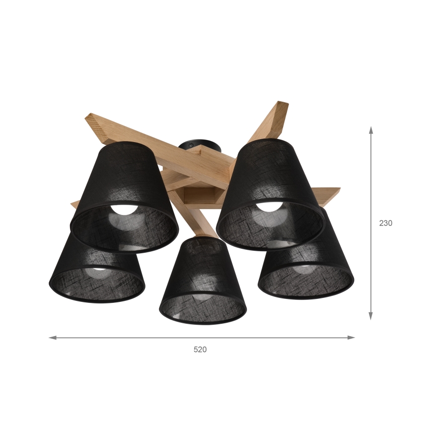 Brilagi - LED  Nadgradni luster ANTHONY 5xE14/40W/230V hrast/crno