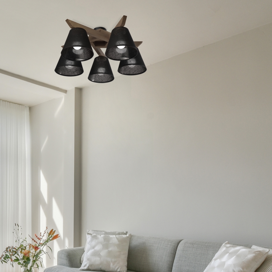 Brilagi - LED  Nadgradni luster ANTHONY 5xE14/40W/230V hrast/crno