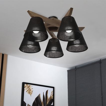 Brilagi - LED  Nadgradni luster ANTHONY 5xE14/40W/230V hrast/crno