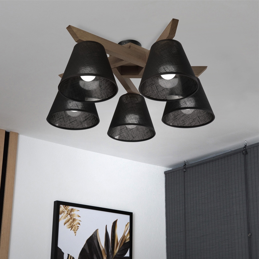 Brilagi - LED  Nadgradni luster ANTHONY 5xE14/40W/230V hrast/crno