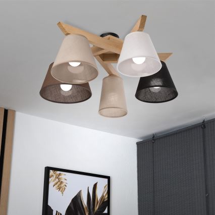 Brilagi - LED  Nadgradni luster ANTHONY 5xE14/40W/230V hrast