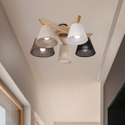 Brilagi - LED  Nadgradni luster ANTHONY 5xE14/40W/230V hrast