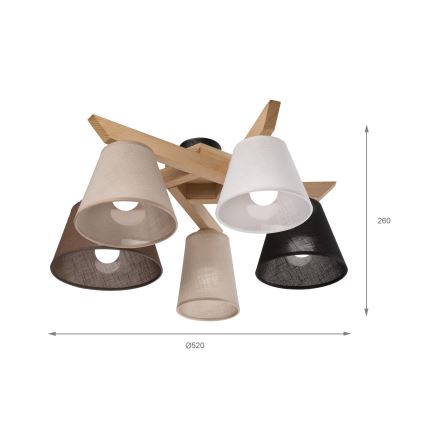 Brilagi - LED  Nadgradni luster ANTHONY 5xE14/40W/230V hrast