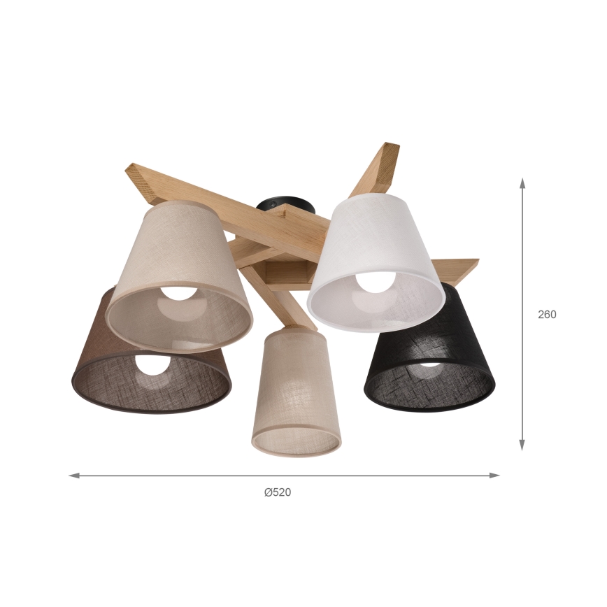 Brilagi - LED  Nadgradni luster ANTHONY 5xE14/40W/230V hrast