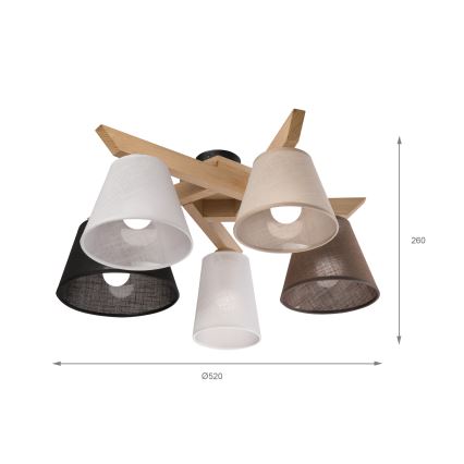 Brilagi - LED  Nadgradni luster ANTHONY 5xE14/40W/230V hrast