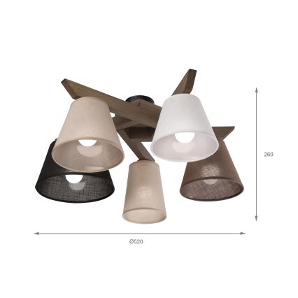 Brilagi - LED  Nadgradni luster ANTHONY 5xE14/40W/230V hrast
