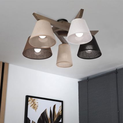 Brilagi - LED  Nadgradni luster ANTHONY 5xE14/40W/230V hrast