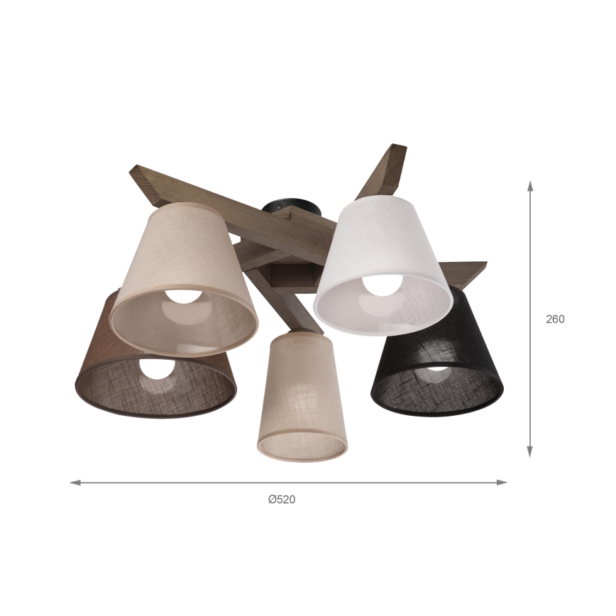 Brilagi - LED  Nadgradni luster ANTHONY 5xE14/40W/230V hrast
