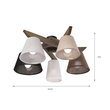 Brilagi - LED  Nadgradni luster ANTHONY 5xE14/40W/230V hrast