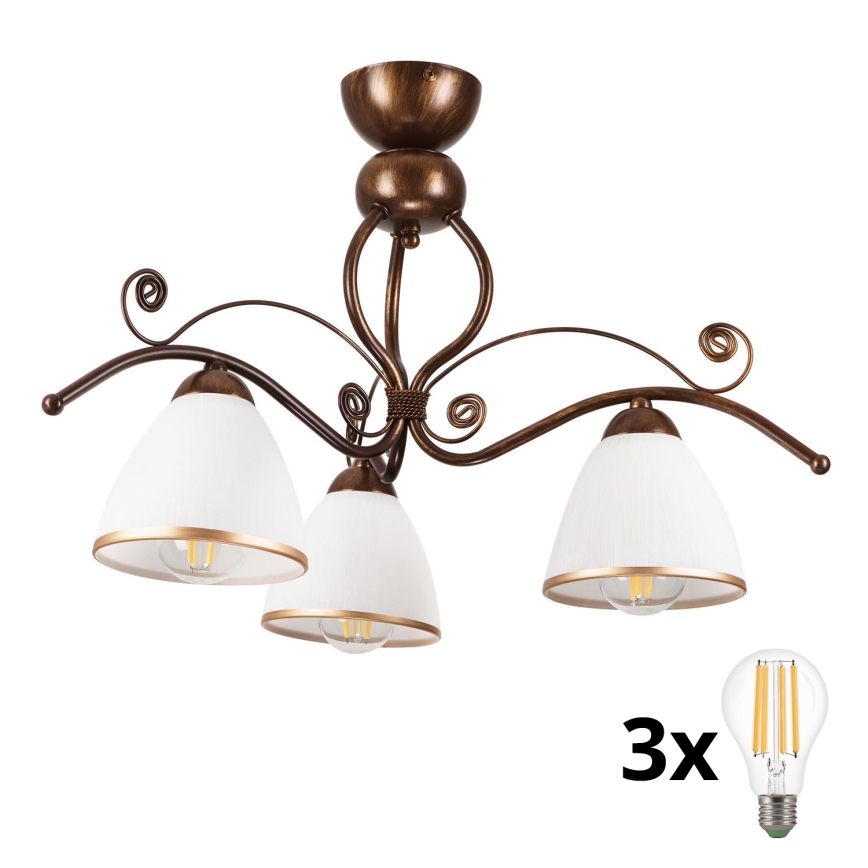Brilagi - LED Nadgradni luster ANTICO 3xE27/60W/230V bronzana patina