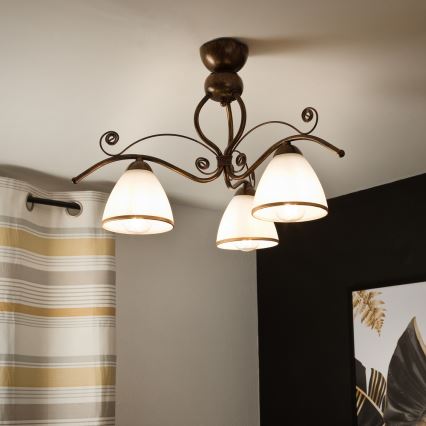 Brilagi - LED Nadgradni luster ANTICO 3xE27/60W/230V bronzana patina