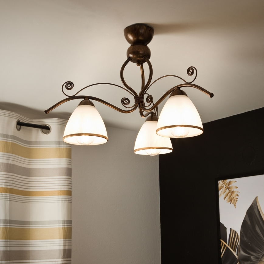 Brilagi - LED Nadgradni luster ANTICO 3xE27/60W/230V bronzana patina
