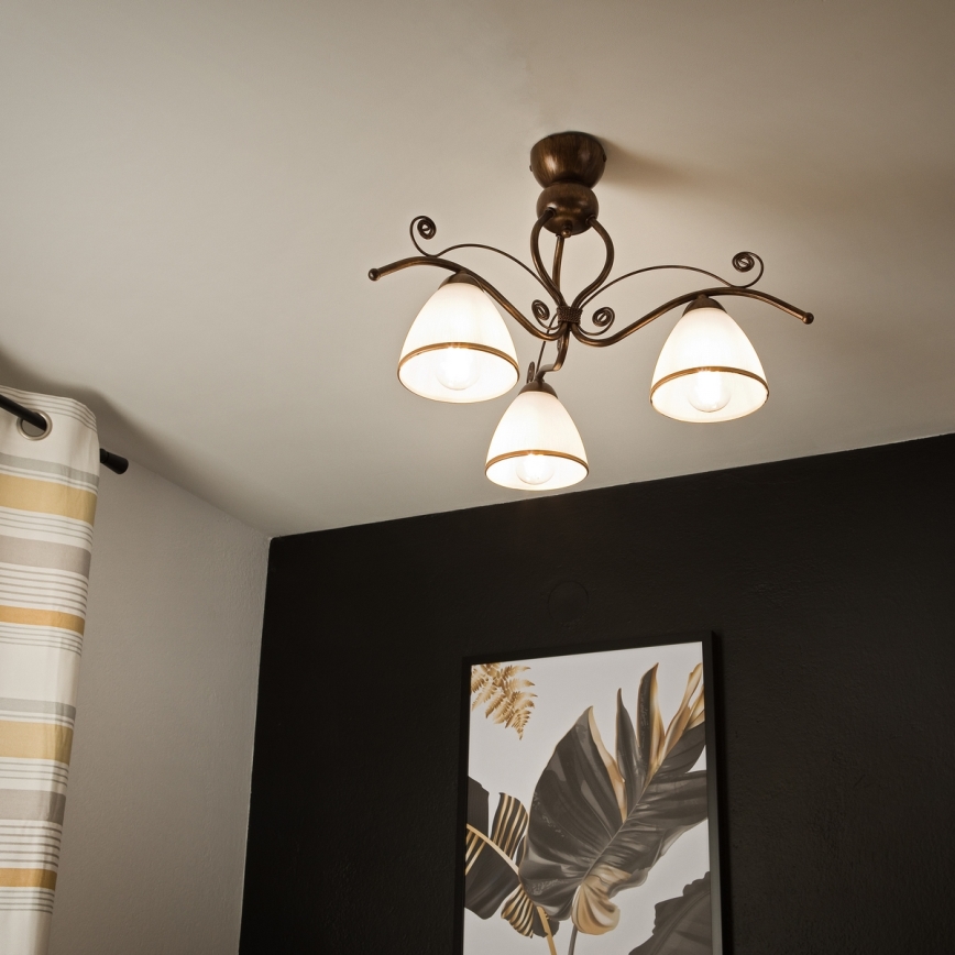 Brilagi - LED Nadgradni luster ANTICO 3xE27/60W/230V bronzana patina
