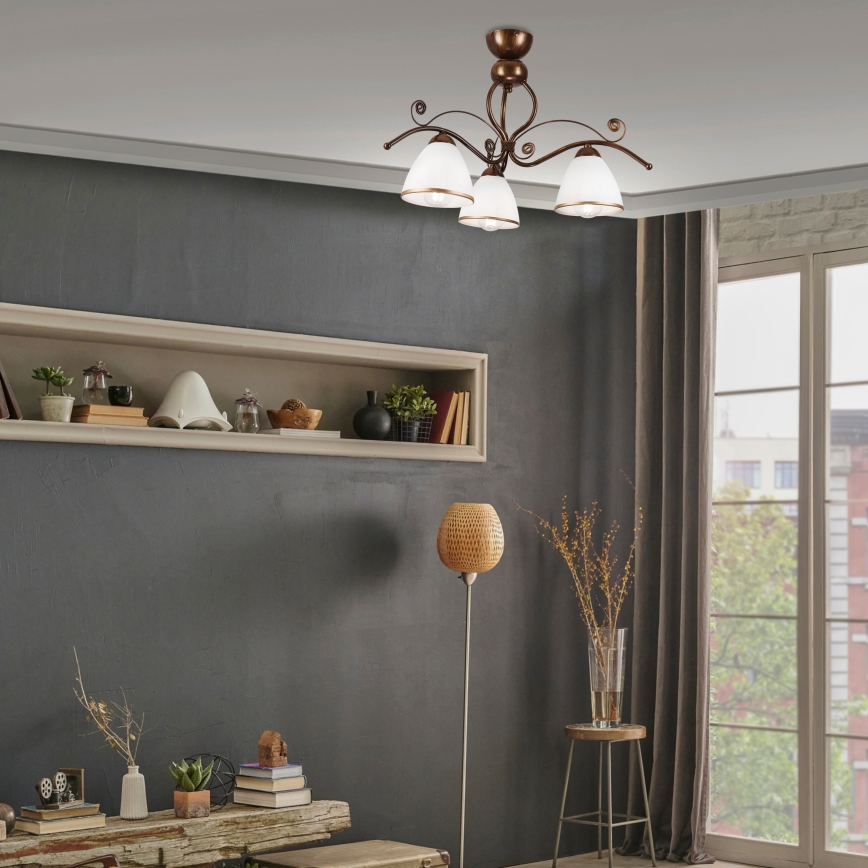 Brilagi - LED Nadgradni luster ANTICO 3xE27/60W/230V bronzana patina