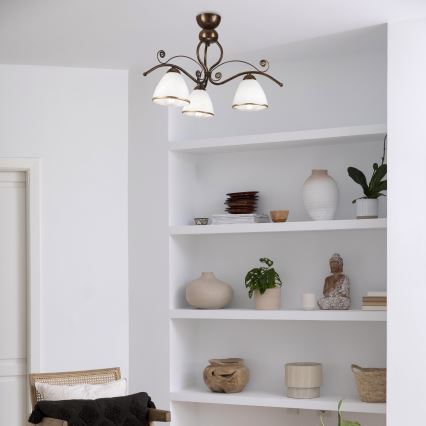 Brilagi - LED Nadgradni luster ANTICO 3xE27/60W/230V bronzana patina