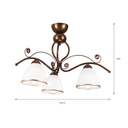 Brilagi - LED Nadgradni luster ANTICO 3xE27/60W/230V bronzana patina