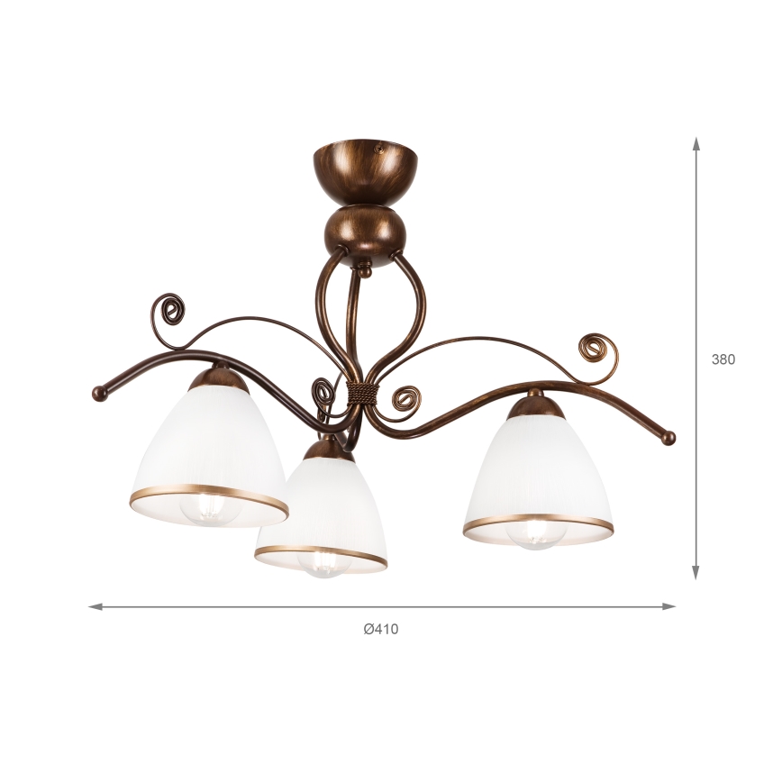 Brilagi - LED Nadgradni luster ANTICO 3xE27/60W/230V bronzana patina