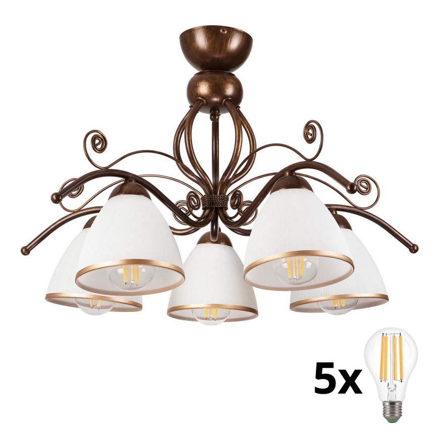Brilagi - LED Nadgradni luster ANTICO 5xE27/60W/230V bronzana patina