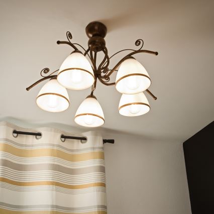 Brilagi - LED Nadgradni luster ANTICO 5xE27/60W/230V bronzana patina