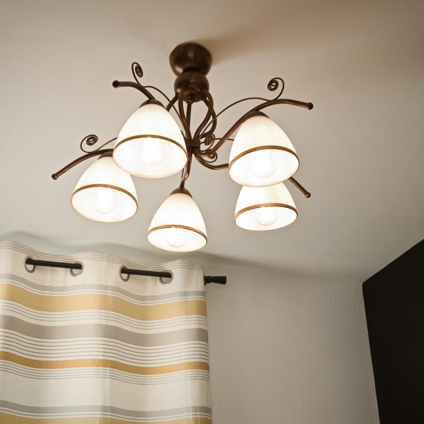 Brilagi - LED Nadgradni luster ANTICO 5xE27/60W/230V bronzana patina