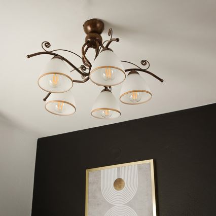 Brilagi - LED Nadgradni luster ANTICO 5xE27/60W/230V bronzana patina