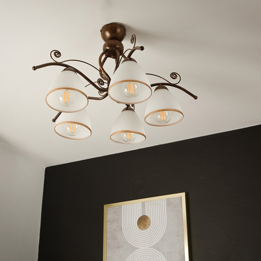 Brilagi - LED Nadgradni luster ANTICO 5xE27/60W/230V bronzana patina