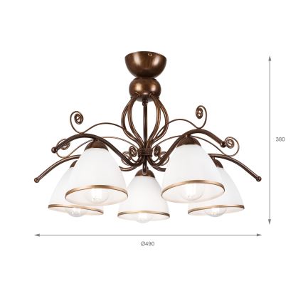 Brilagi - LED Nadgradni luster ANTICO 5xE27/60W/230V bronzana patina