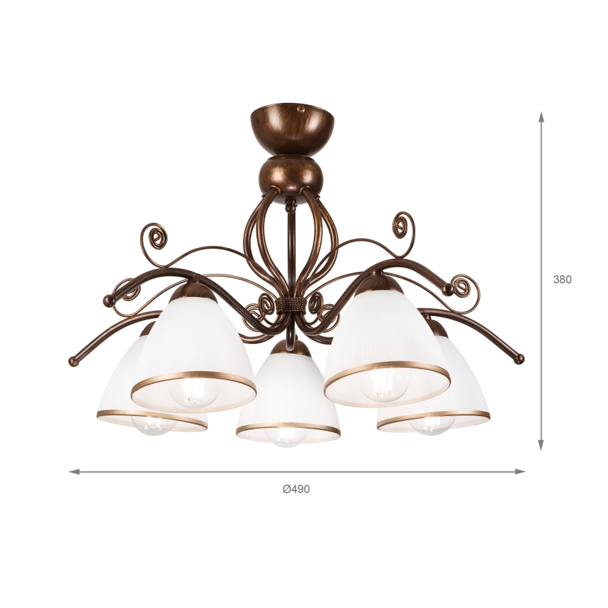 Brilagi - LED Nadgradni luster ANTICO 5xE27/60W/230V bronzana patina