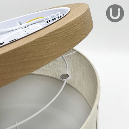Brilagi - LED Plafonjera BELLADONNA 2xE27/15W/230V pr. 40 cm kremasta/hrast