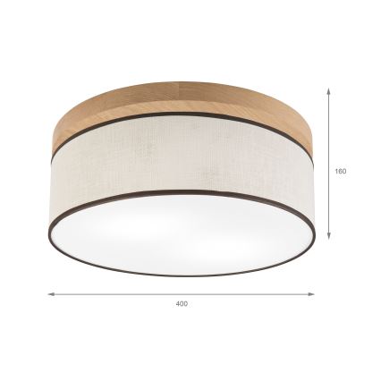 Brilagi - LED Plafonjera BELLADONNA 2xE27/15W/230V pr. 40 cm kremasta/hrast