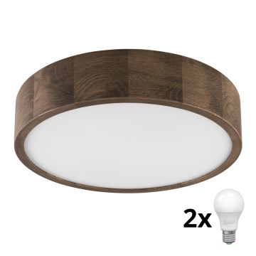 Brilagi - LED Plafonjera CARVALHO 2xE27/60W/230V hrast pr. 37 cm