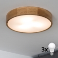 Brilagi - LED Plafonjera CARVALHO 3xE27/60W/230V hrast pr. 47,5 cm