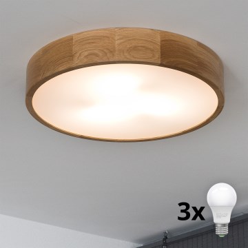 Brilagi - LED Plafonjera CARVALHO 3xE27/60W/230V hrast pr. 47,5 cm