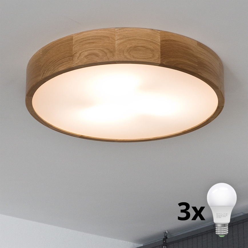 Brilagi - LED Plafonjera CARVALHO 3xE27/60W/230V hrast pr. 47,5 cm