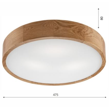 Brilagi - LED Plafonjera CARVALHO 3xE27/60W/230V hrast pr. 47,5 cm