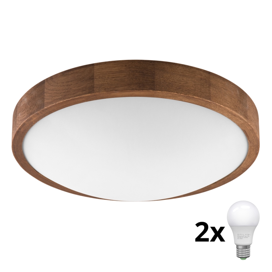 Brilagi - LED Plafonjera CARVALHO SLIM 2xE27/60W/230V hrast trešnja pr. 37 cm