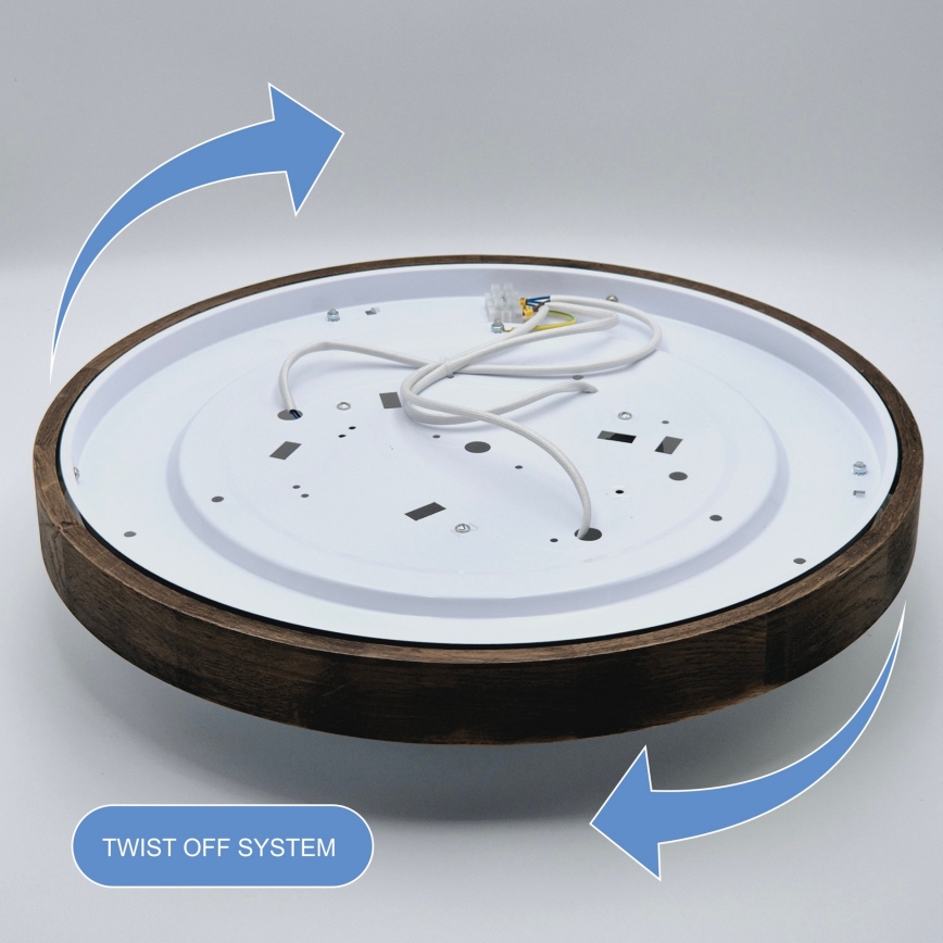 Brilagi - LED plafonjera CARVALHO SLIM 3xE27/60W/230V hrast/orah prečnik 47 cm