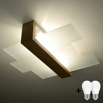 Brilagi -  LED Plafonjera HERA 2xE27/7,5W/230V drvo