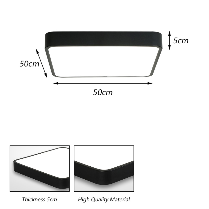 Brilagi - LED plafonjera POOL LED/48W/230V 3000/4500/6000K 50x50 cm crna